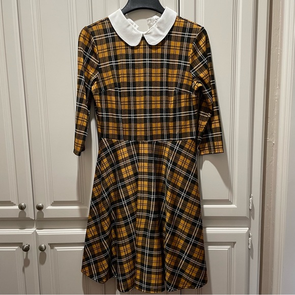 ModCloth Yellow & Black Plaid Dress - L - Picture 2 of 6